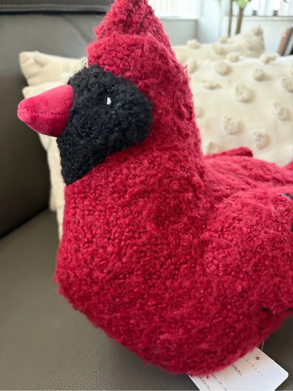 Pottery Barn Red Textured Cardinal Accent Pillow